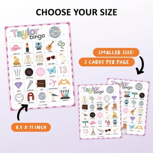 Taylor Bingo is a fun party game based on Taylor Swift as an artist and person. Great for a ladies night, teen girls birthday party or a concert watching evening with friends. This digital download contains 50 bingo cards which are all unique. Printable activity.