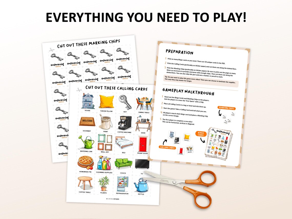 Housewarming Bingo Game, 50 Bingo Cards, New Home Celebration, New ...