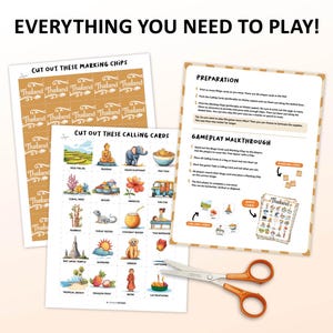 Thailand bingo game with 50 bingo cards, perfect for adults and kids who are going to travel to this country. Great backpacker gift for your friend. Party game for the farewell party.