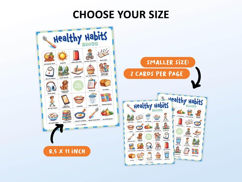 Healthy Habits Bingo, 50 Bingo Cards, Kids Health Printable Party Game ...