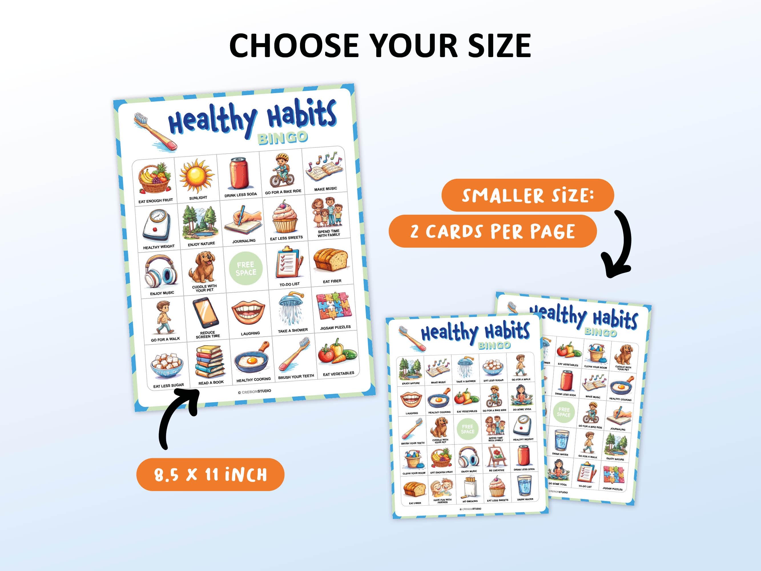 Healthy Habits Bingo, 50 Bingo Cards, Kids Health Printable Party Game ...