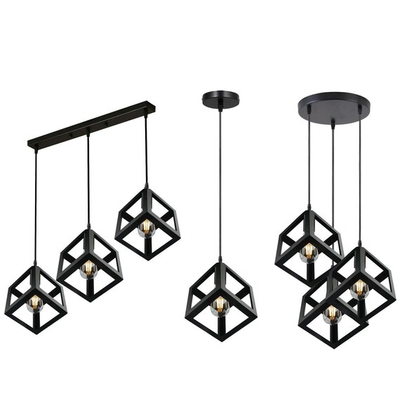 Modern Pendant Light Xavier Metal Square Black Etsy UK