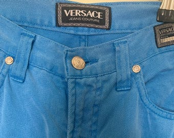 90er Jahre Versace Jeans Couture Babyblaue Jeans