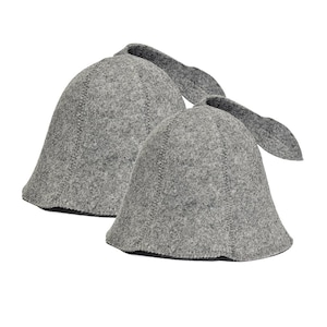 SAUNA GURU Grey Sauna Hat Pack of 2, 100% Organic Wool Felt Sauna Cap, Banya Hat Hair Protector, Sauna Room Accessory, Sauna Gifts