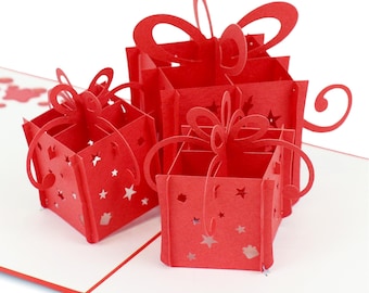 HAPPY GIFTERS Coffrets cadeaux rouges Carte d&#39;anniversaire pop-up - Carte d&#39;anniversaire 3D - Carte d&#39;anniversaire pop-up - Cartes pop-up avec enveloppe incluse
