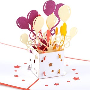 HAPPY GIFTERS Balloons Pop Up Greeting Card – 3D Birthday Card – Happy Birthday Card – Popup Cards with Envelope Included - 3D Greeting Gift