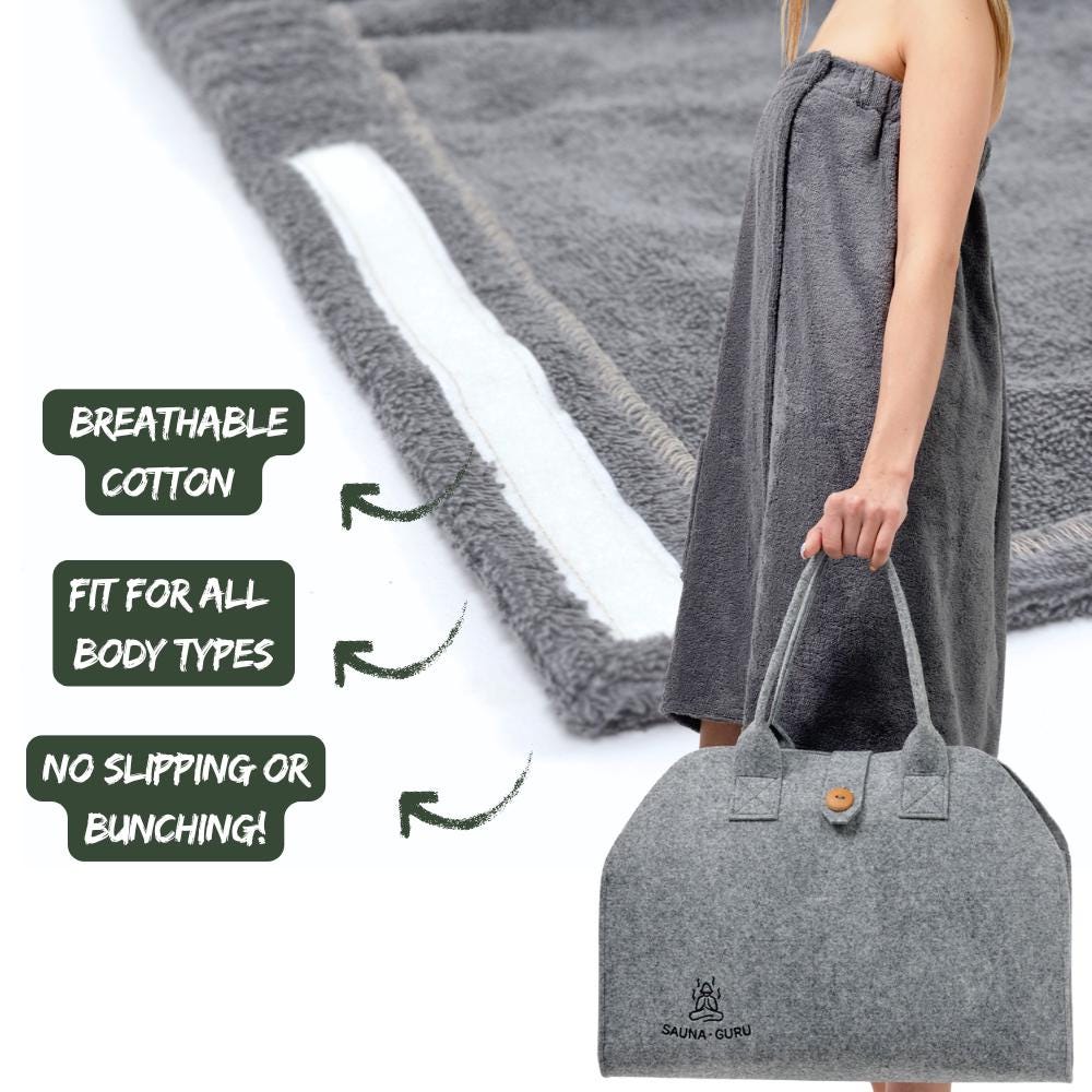 Serviette De Bain - Serviette De Sauna En Coton Avec Poches Et