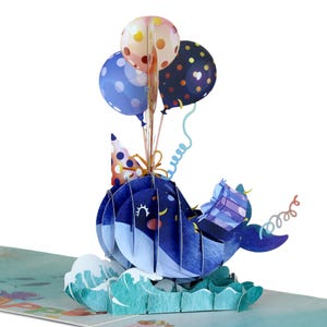 HAPPY GIFTERS Carte d'anniversaire pop-up Baleine - Carte d'anniversaire 3D - Carte d'anniversaire pop-up - Cartes pop-up avec enveloppe incluse