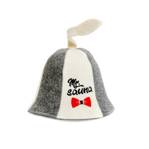 SAUNA GURU Mr Sauna Hat, 100% Organic Wool Felt Sauna Cap, Banya Hat Hair Protector, Sauna Room Accessory, Sauna Gifts for Men and Women