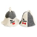 SAUNA GURU Mr and Mrs Sauna Hat, 100% Organic Wool Felt Sauna Cap, Banya Hat Hair Protector, Sauna Room Accessory, Gifts for Men and Women product logo
