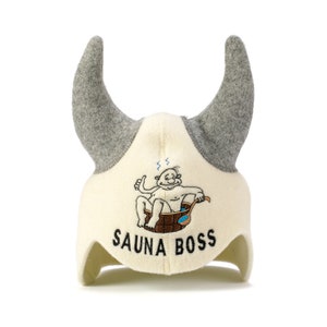 SAUNA GURU Devil Sauna Hat, 100% Organic Wool Felt Sauna Cap, Banya Hat Hair Protector, Sauna Room Accessory, Sauna Gifts for Men and Women