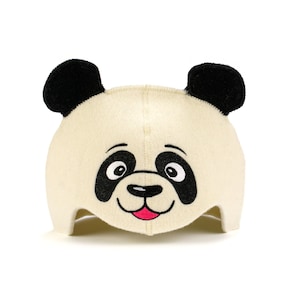 SAUNA GURU Panda Sauna Hat, 100% Organic Wool Felt Sauna Cap, Banya Hat Hair Protector, Sauna Room Accessory, Sauna Gifts for Men and Women