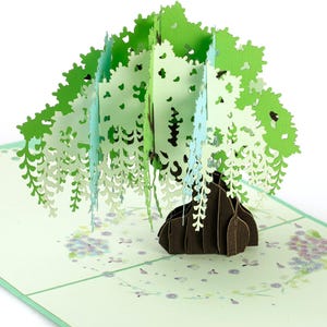 HAPPY GIFTERS Carte d'anniversaire pop-up saule - Carte d'anniversaire 3D - Carte d'anniversaire pop-up - Cartes pop-up avec enveloppe incluse