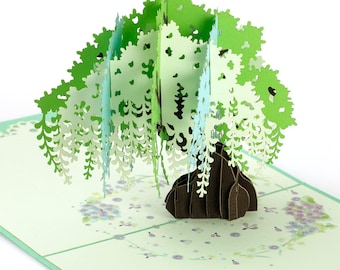 HAPPY GIFTERS Carte d'anniversaire pop-up saule - Carte d'anniversaire 3D - Carte d'anniversaire pop-up - Cartes pop-up avec enveloppe incluse