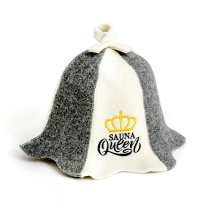 SAUNA GURU Queen Sauna Hat, 100% Organic Wool Felt Sauna Cap, Banya Hat Hair Protector, Sauna Room Accessory, Sauna Gifts for Men and Women