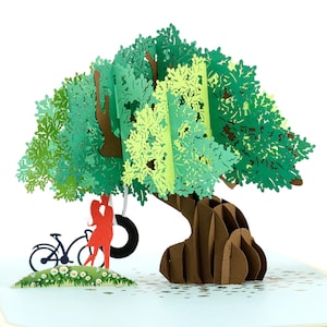 HAPPY GIFTERS Love Tree 3D Pop Up Valentine Card – Pop Up Love Cards – Biglietti di nozze per sposi – Biglietto 3D con busta inclusa