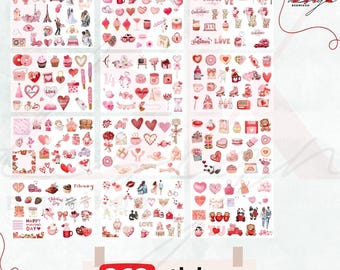 Valentines Day Sticker,Digital Valentines Day Planner,Digital Stickers , Valentines Day Gift,Gift For Valentine, Love Day,Watercolor,