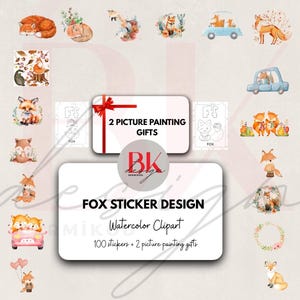 Fox Sticker,Foxes Sticker Pack,Forest Animal Stickers,Foxes Planner Stickers,Scrapbooking, 100+ sticker and 2 gift ,Watercolor Sticker