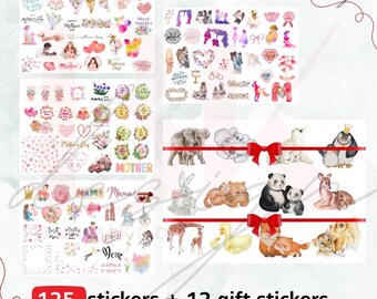 Mother's Day PNG Stickers: Mom & Baby Animals, Goodnotes Stickers (Digital Download)