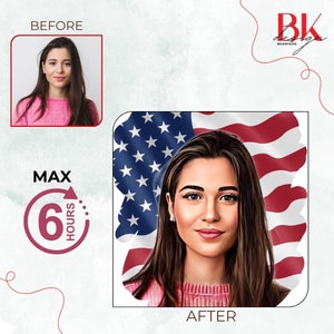 Special Backround USA Flag, American Flag Decal, American Flag Art, Portrait From Photo, Custom Cartoon, Portrait Drawing, Digital Drawing
