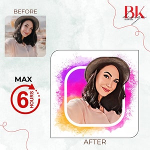 Cartoon Portrait Photo Instagram, Cartoon Portrait From Photo, Custom Cartoon Portrait,Portrait Painting From Photo,Instagram Avatar,Cartoon