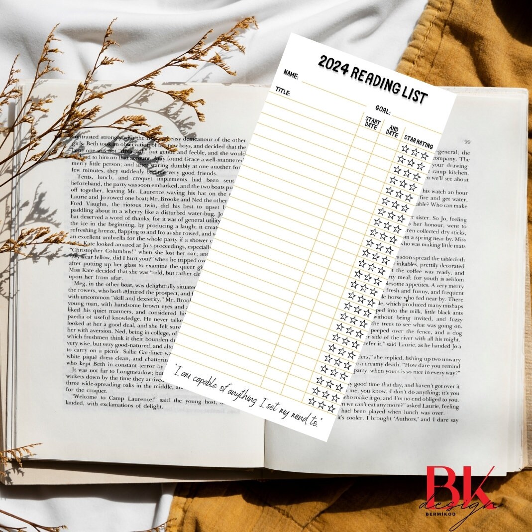 2024 Reading List Printable, Printable Reading List, Printable Bookmark ...