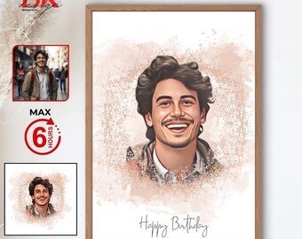 Personalized Portrait,Portrait From Photo,In loving Memory Gift,Custom Portrait,Watercolor Painting,Cartoon Gift,Digital,Family Portrait