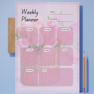 Wochenplaner, Wochenplaner Kinder, Planer Digital, Sofort Download, Wochenplaner Tulpe, Wochenplaner Tulpe, Digitaler Wochenplaner