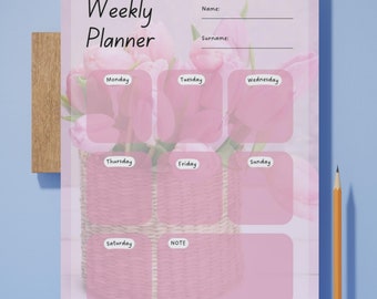 Weekly Planner, Weekly Planner Kids, Planner Digital, İnstant Download, Weekly Tulip Planners, Tulip weekly Planners, Weekly Digital Planner