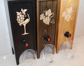 The Quartic Decorative Box Wine/Liquor Dispenser, Cocktail Beverage Dispenser, Countertop Wine Dispenser, Personalized Wine Box