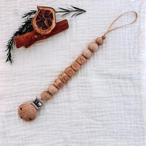 All Wooden Personalised Dummy Clip | Authentic wood | pacifier clip | made to order