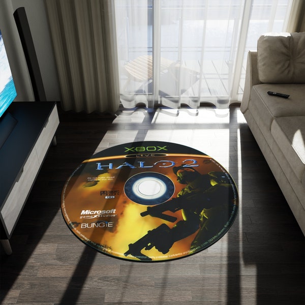 Halo 2 Rug, Halo 2 CD Rug, Retro CD Rug, CD Rug, Game Decor, Gift for Gamer, Halo Gift, Popular Game Rug