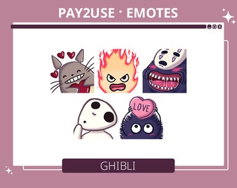 5 different emotes from the Ghibli universe | Optimized for Twitch and Discord