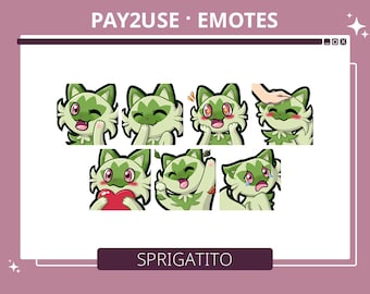 7 Sprigatito Emotes from Pokémon Crimson and Crimson | Optimized for Twitch and Discord