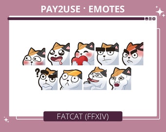 9 Fat Cat Emotes from Final Fantasy XIV 14 FFXIV | Optimized for Twitch and Discord