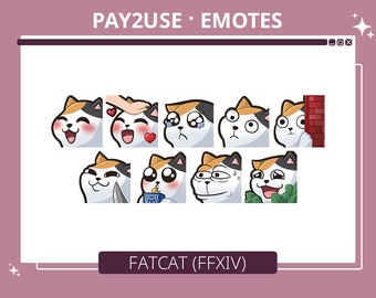 9 Fat Cat Emotes from Final Fantasy XIV 14 FFXIV | Optimized for Twitch and Discord