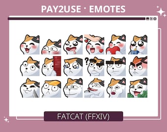 18 Fat Cat Emotes from Final Fantasy XIV 14 FFXIV | Optimized for Twitch and Discord