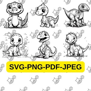 baby Dinosaur Clipart Set - Baby Dino SVG - Cutting File for Cricket Png - Digital Download - Trex ClipArt - Dinosaur Cut Files - PDF - JPEG