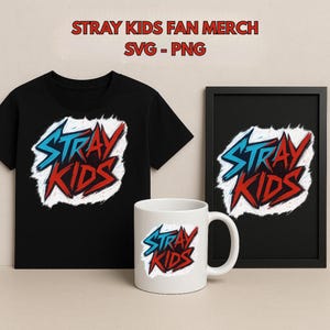 Stray Kids Neon Grunge SVG PNG | SKZ Fan Art Printable | Kpop Digital Download for T-Shirts, Stickers, Posters