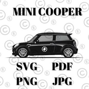 Diseño gráfico de coche Mini Cooper - Vector - Silueta e ilustración - SVG - PNG - PDF - Jpeg