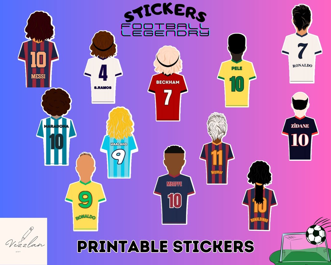 Legendary Football Stickers Pack Messi Ronaldo Gift for Etsy