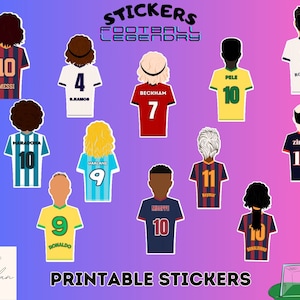 Legendary Football Stickers Pack - Messi, Ronaldo Decals - Gift For Kids - Sports Sticker -  Soccer Legend Decal - Digital
