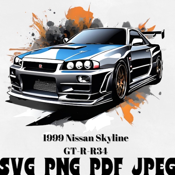 1999 Nissan Skyline GT-R R34 Digital Design - SVG - PNG - Pdf