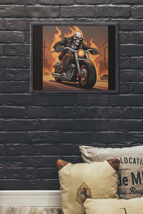 Flaming Skull Rider Harley Davidson Art - Motorcycle Jpeg (digital