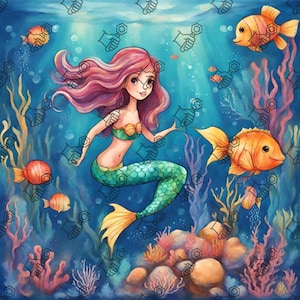 Meerjungfrau Clipart-Set | Unterwasser Clipart-Dateien | Fisch Clipart-Set | Meerjungfrau Clipart | Ozean PNG | kleine Meerjungfrau Dateien | Geschenk für Kinder | Entwurf