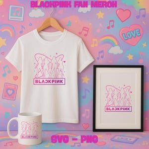 Download digital de silhueta neon do BLACKPINK | PNG transparente + SVG de 300 dpi | Arte de parede K-Pop