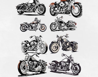 Harley Davidson Chopper SVG Bundle – Vintage Motorcycle Clipart – Biker T-Shirt Design – Digital Download