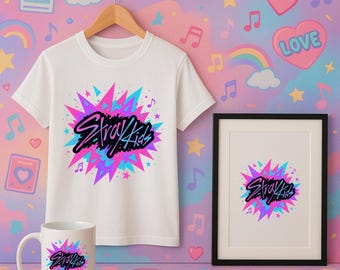 Stray Kids Kpop T-Shirt | Neon Glitch Design (PNG, SVG)