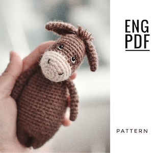 Schema uncinetto asino. Schema amigurumi asino. PDF. Inglese. Prodotto digitale