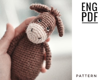 Donkey crochet pattern. Amigurumi donkey pattern. PDF. English. Digital product